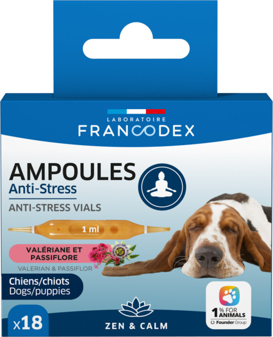 Francodex Ampoules Anti-Stress Chien 18 x 1 ml – Apaisant