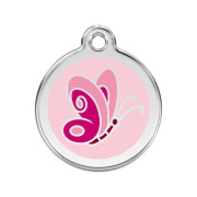 Médaille motif papillon rose clair