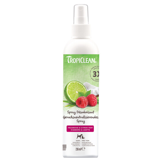 TropiClean spray désodorisant framboise citron