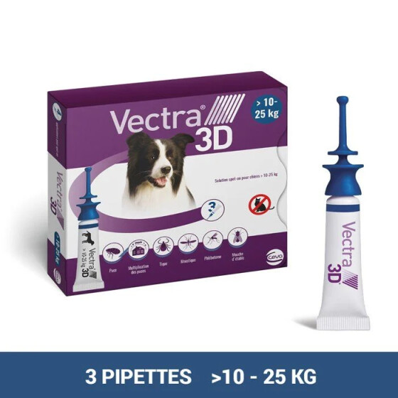 Vectra 3D Chien - Pipettes antiparasitaires contre puces