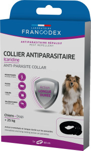 Collier antiparasitaire à l'icaridine pour chien noir Francodex