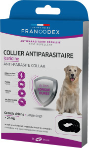 Collier antiparasitaire à l'icaridine pour chien noir Francodex