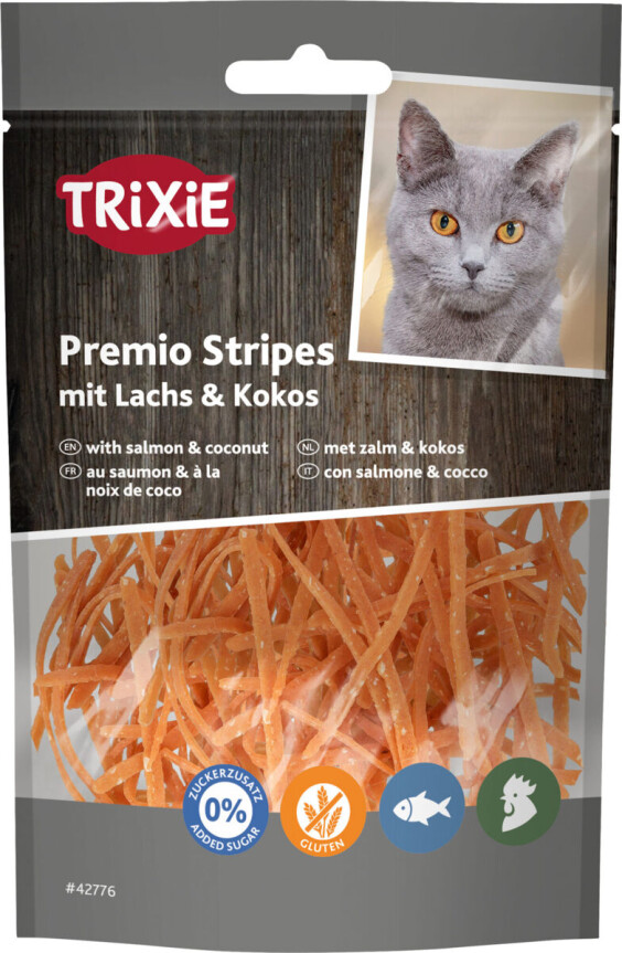 Friandises Premio Stripes au saumon et à la noix de coco
