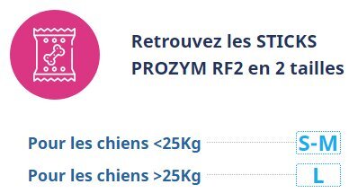 Guide des tailles Sticks dentaires RF2 pour chien