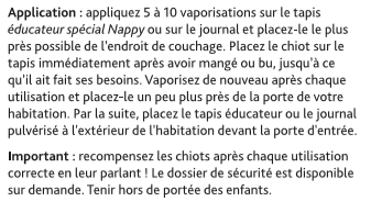 Mode d'emploi Spray Éducateur pour la propreté du chiot