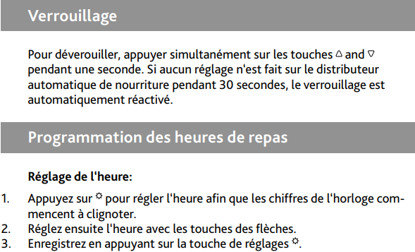 Mode d'emploi Distributeur automatique nourriture TX5+1 diamètre 32 cm
