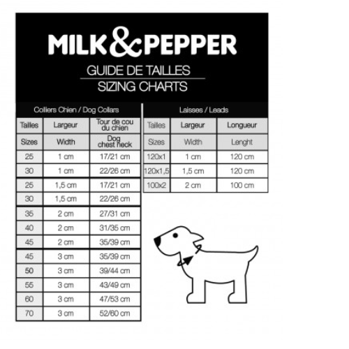 Guide des tailles Milk & Pepper Imoca pour chien