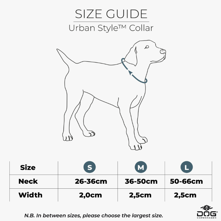 Guide des tailles Collier réfléchissant Urban Style rouge pour chien DOG Copenhagen