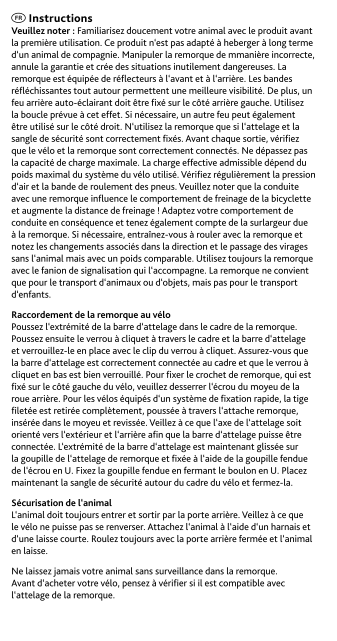 Mode d'emploi Remorque de vélo pliable pour chien