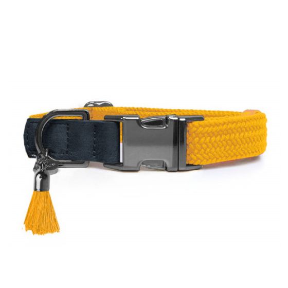 Collier corde tressé original pour Bouledogue : médaille,  Moutarde, KAYA