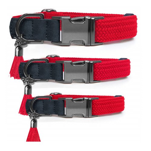 Collier original corde tressé : petit et gros chien, Rouge KAYA