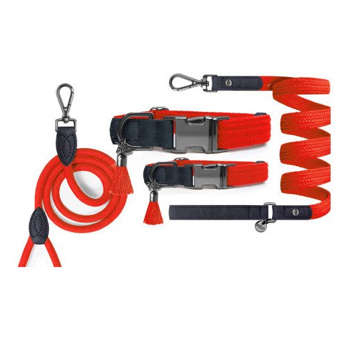Collier original corde tressé : petit et gros chien, Rouge KAYA
