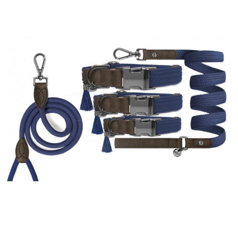 Collier original, tressé en corde : Médaille et Pampille Bleu KAYA