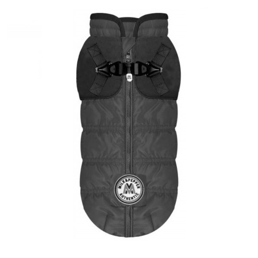 Manteau harnais intégré pour chien, doudoune CLIMBER GRIS