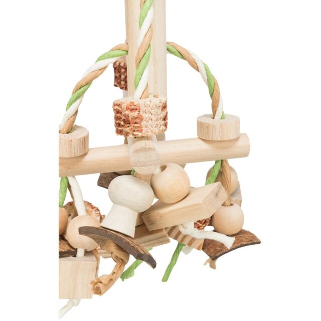 Jouet oiseau bois coloré avec ruban 31cm