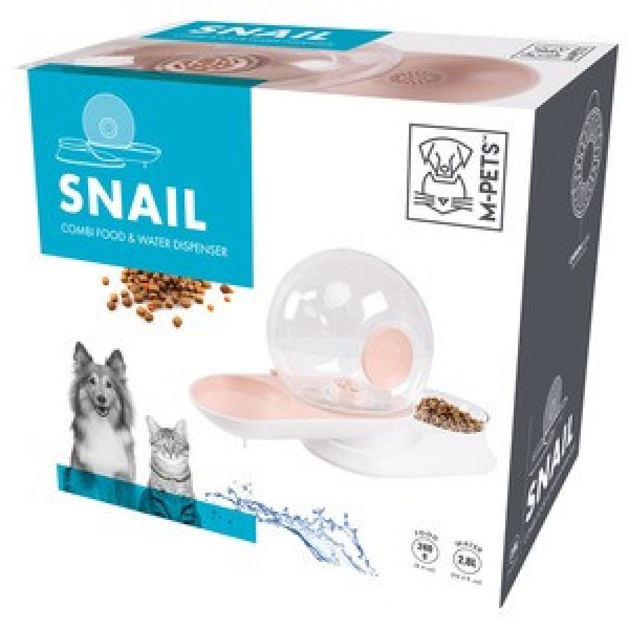 Fontaine a eau chat, sans fil, sans électricité, croquettes Snail ROSE