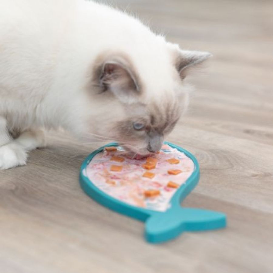Tapis de léchage anti glouton, anti stress poisson Chat
