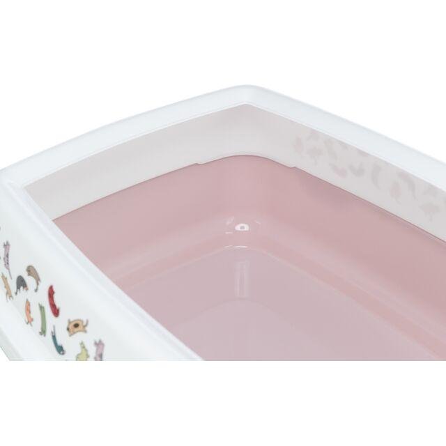 Bac à litière Delio avec rebords Mauve et Blanc