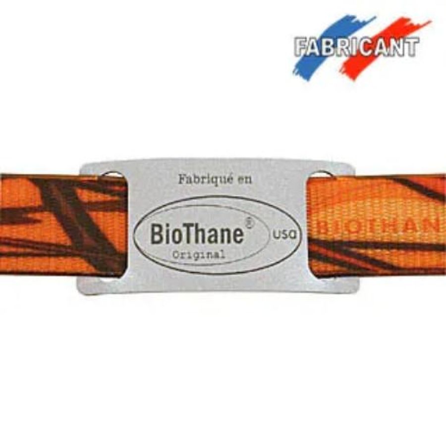 Collier biothane chien camouflage orange