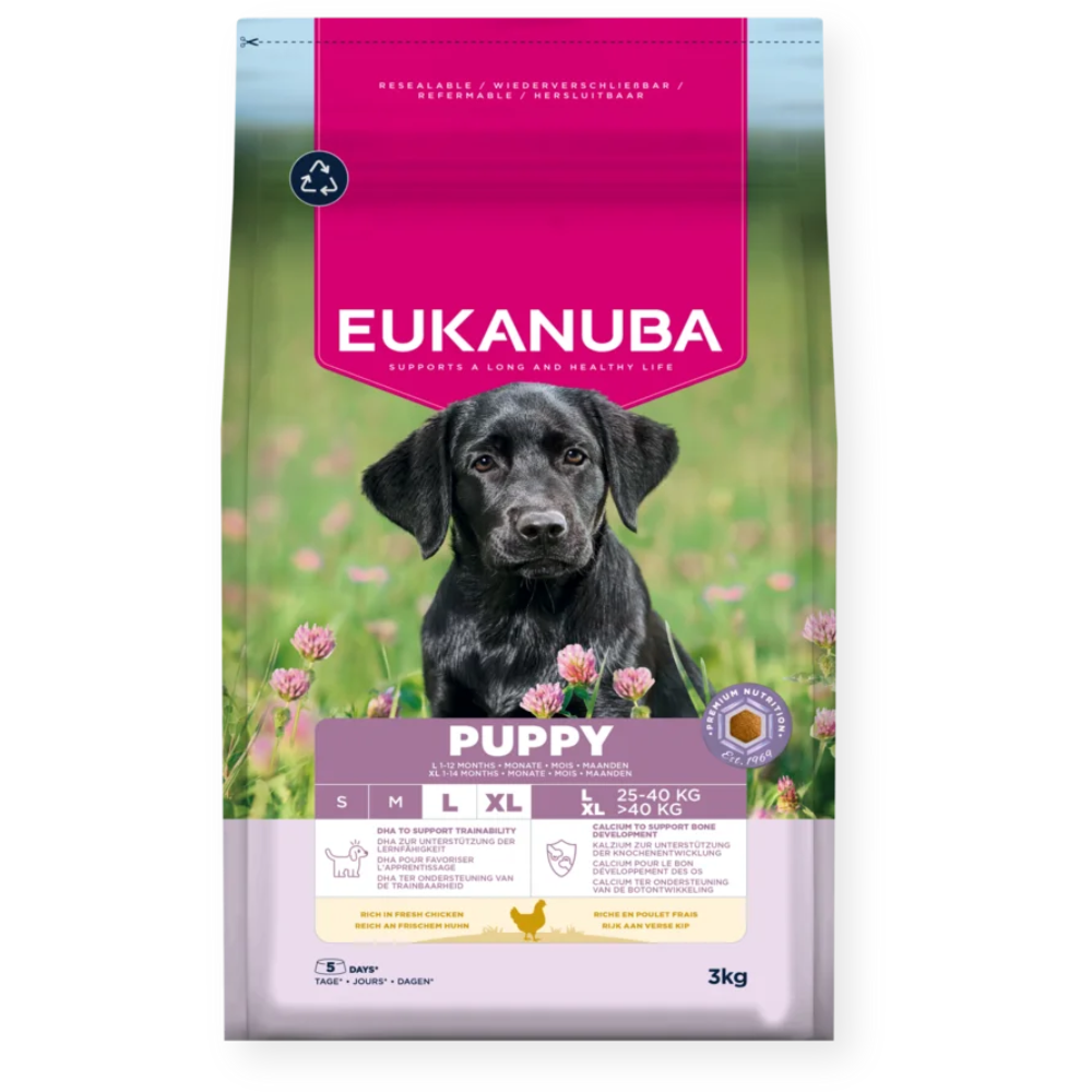 Croquettes puppy grand chien Eukanuba au poulet frais