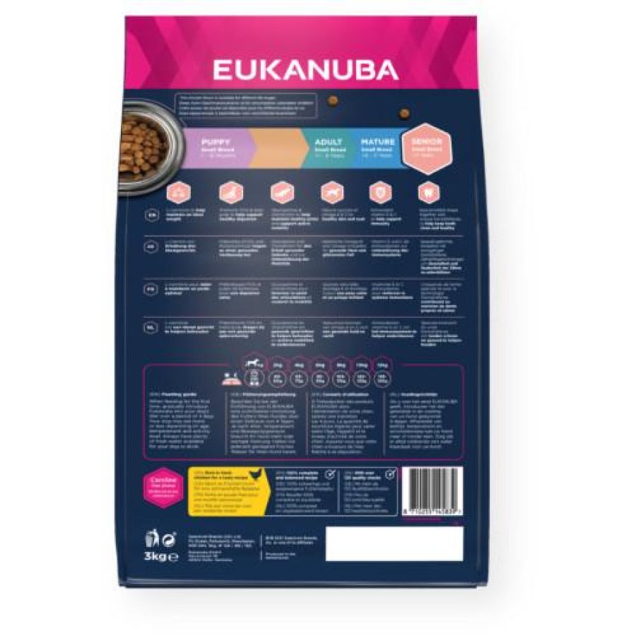 Croquettes Eukanuba petit chien senior au poulet frais