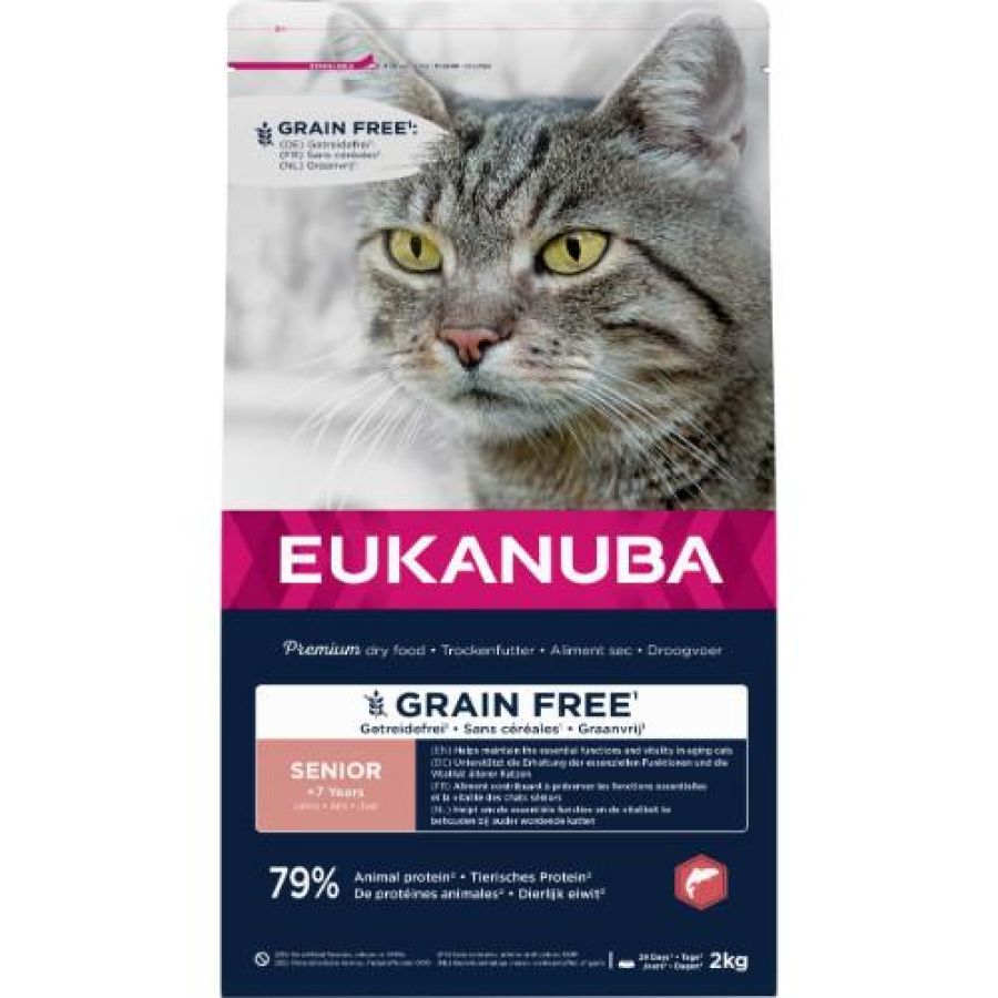 Croquettes chat sénior Eukanuba sans céréales au saumon