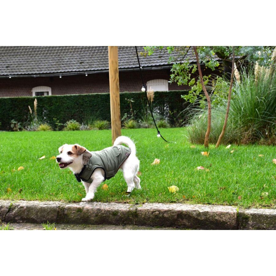 Manteau col fausse fourrure Finlande vert de gris