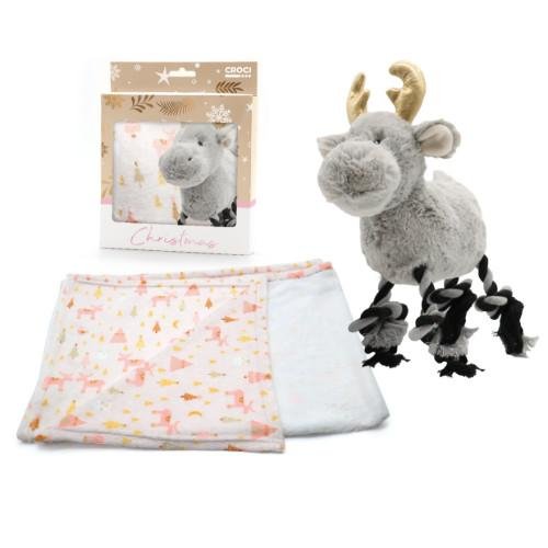 Coffret de Noël pour chien : Set couverture et doudou