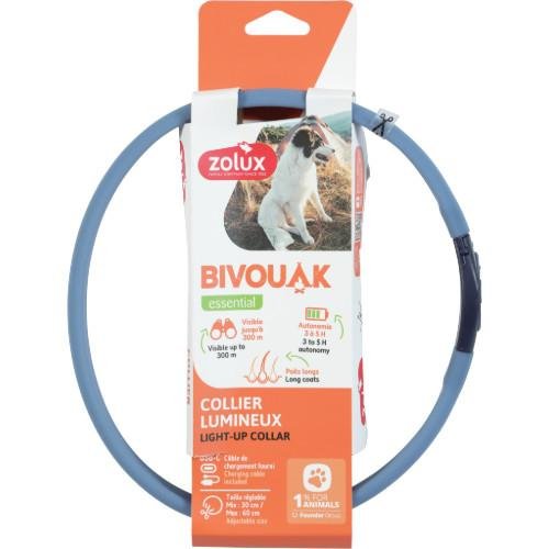 Collier Lumineux pour Chiens à Poils Longs Bivouac - Rechargeable et Ajustable