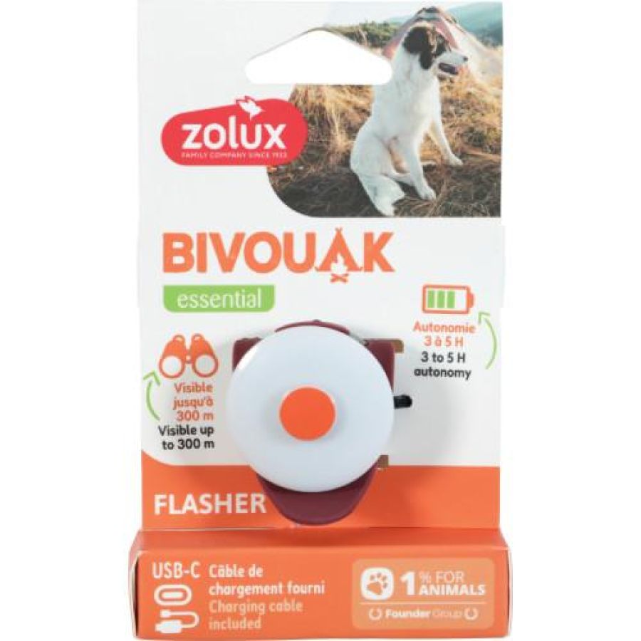 Pendentif lumineux Flasher Bivouak pour chien