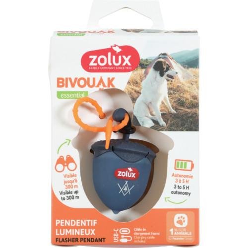 Pendentif Flasher forme Noisette USB Bivouak pour Chien