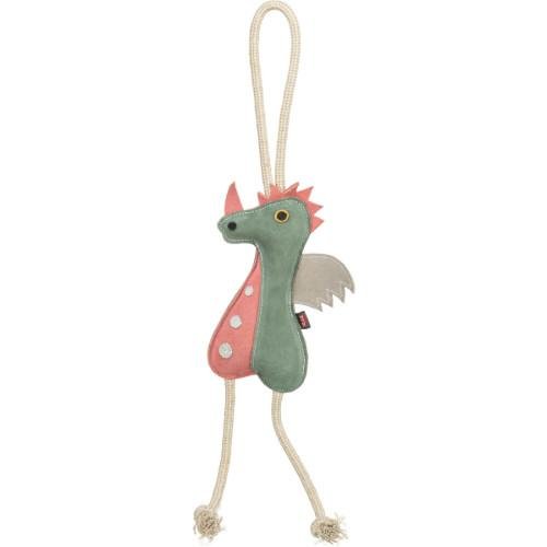Jouet chien cuir véritable et corde dragon