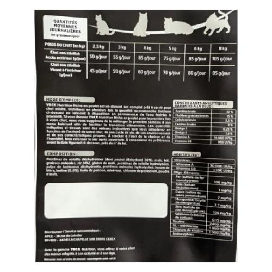 Croquettes Premium au Poulet pour chat adulte YOCK NUTRITION