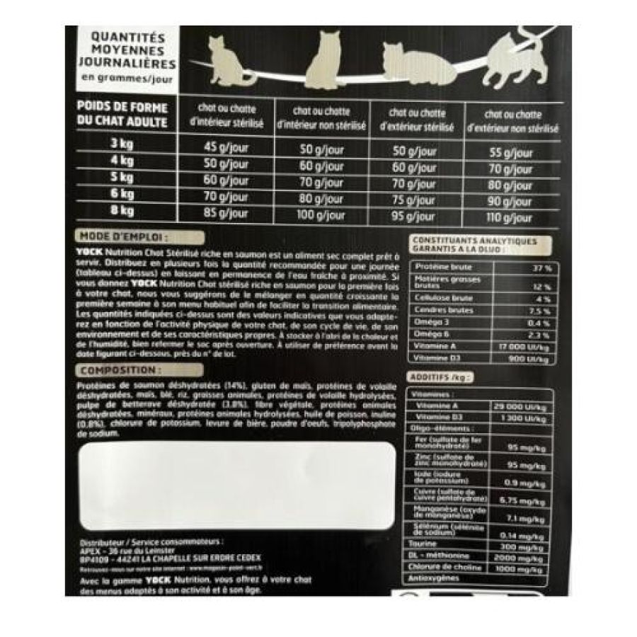 Croquettes au Saumon pour Chat Stérilisé YOCK NUTRITION