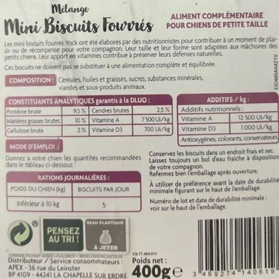 Friandises Mix Mini Biscuits Fourrés petit Chien YOCK PLAISIR 400 g