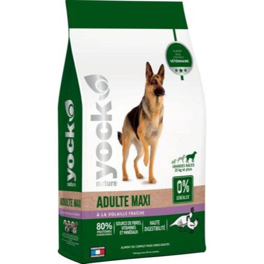Croquettes sans céréales, Chien adulte grande race  12 kg YOCK NATURE