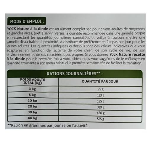 Croquettes sans céréales, Moyennes et grandes races, Dinde 12 kg YOCK NATURE