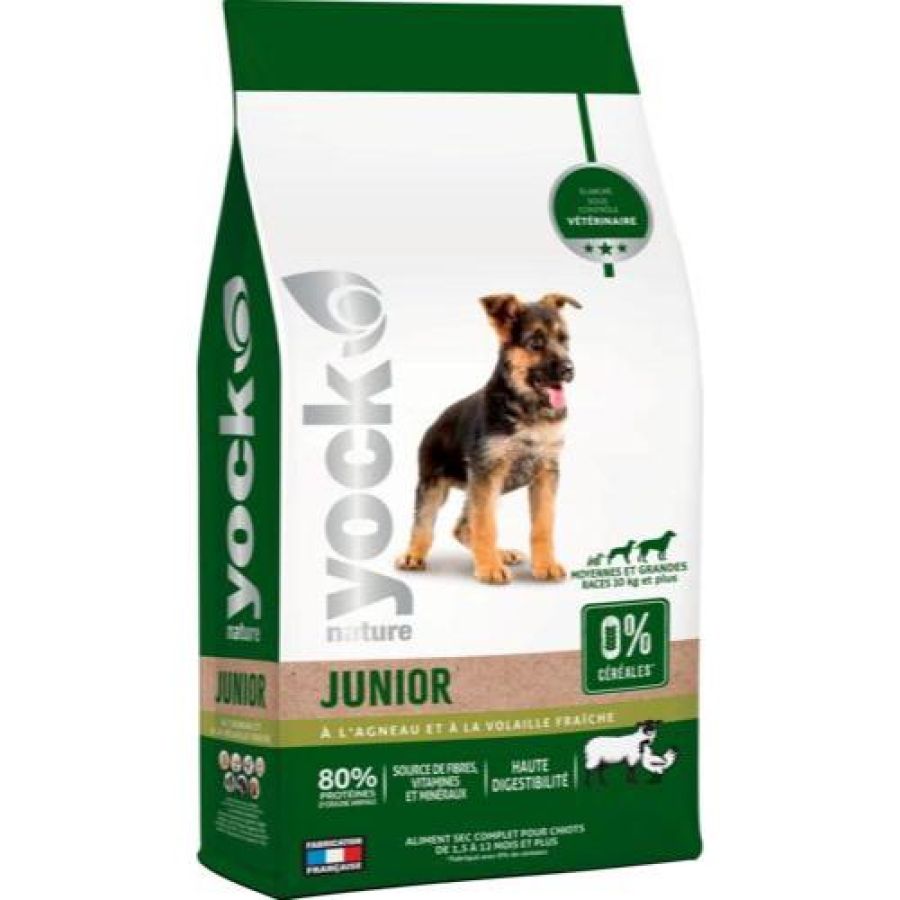 Croquettes sans céréales pour chiot et jeune chien (-1 an) – 10 kg YOCK NATURE
