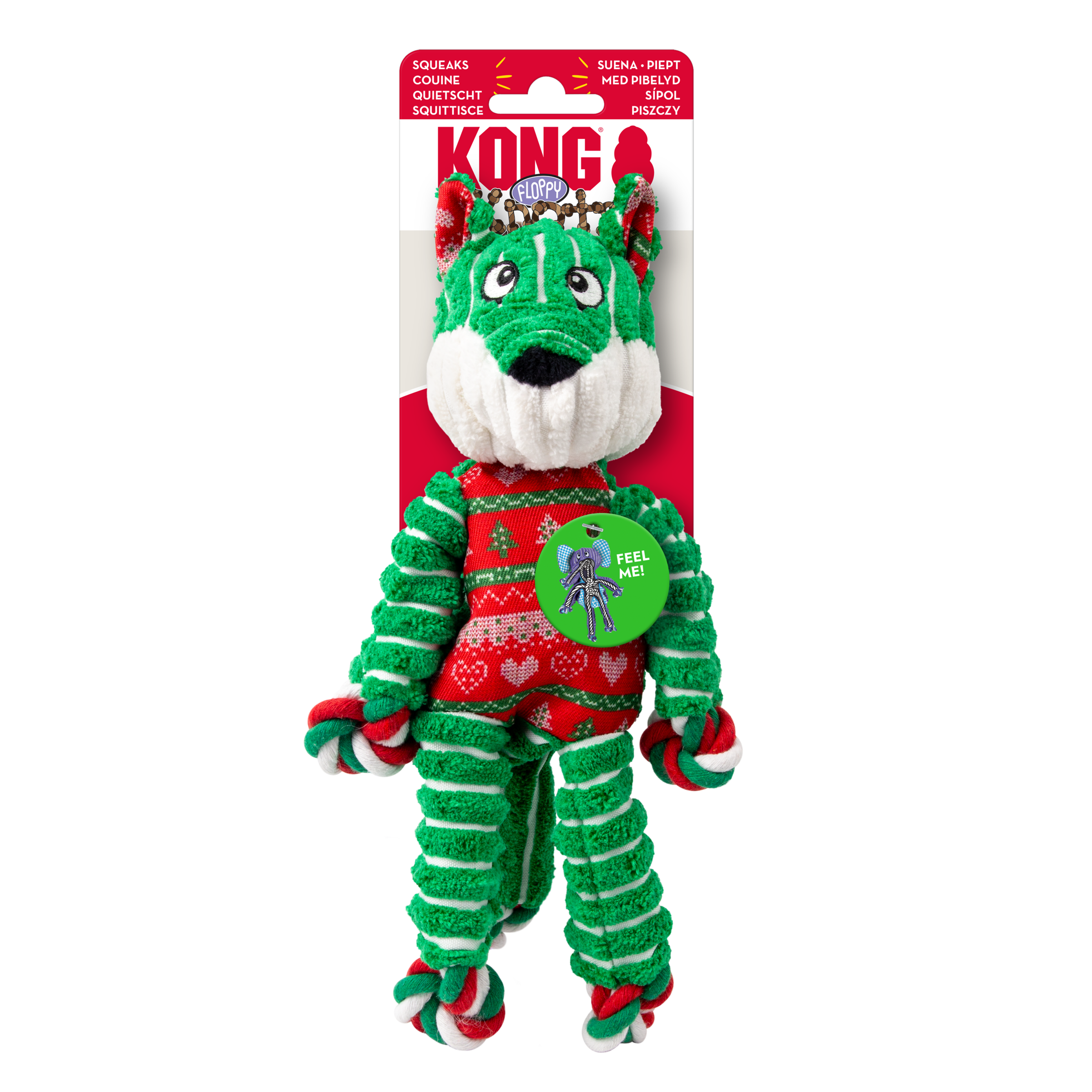 Peluche de Noël KONG Holiday Floppy Knots Fox