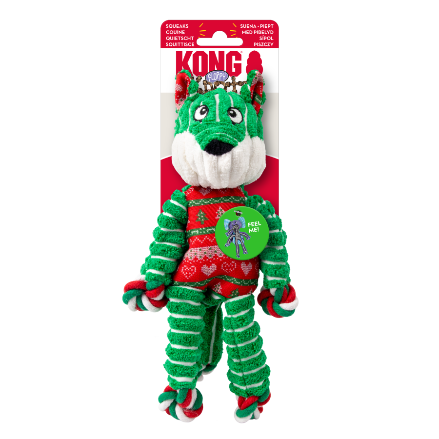 Peluche de Noël KONG Holiday Floppy Knots Fox