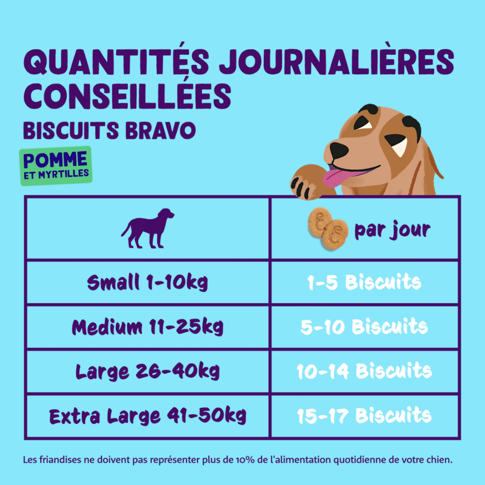 Biscuits pour chien sans céréales pomme myrtille