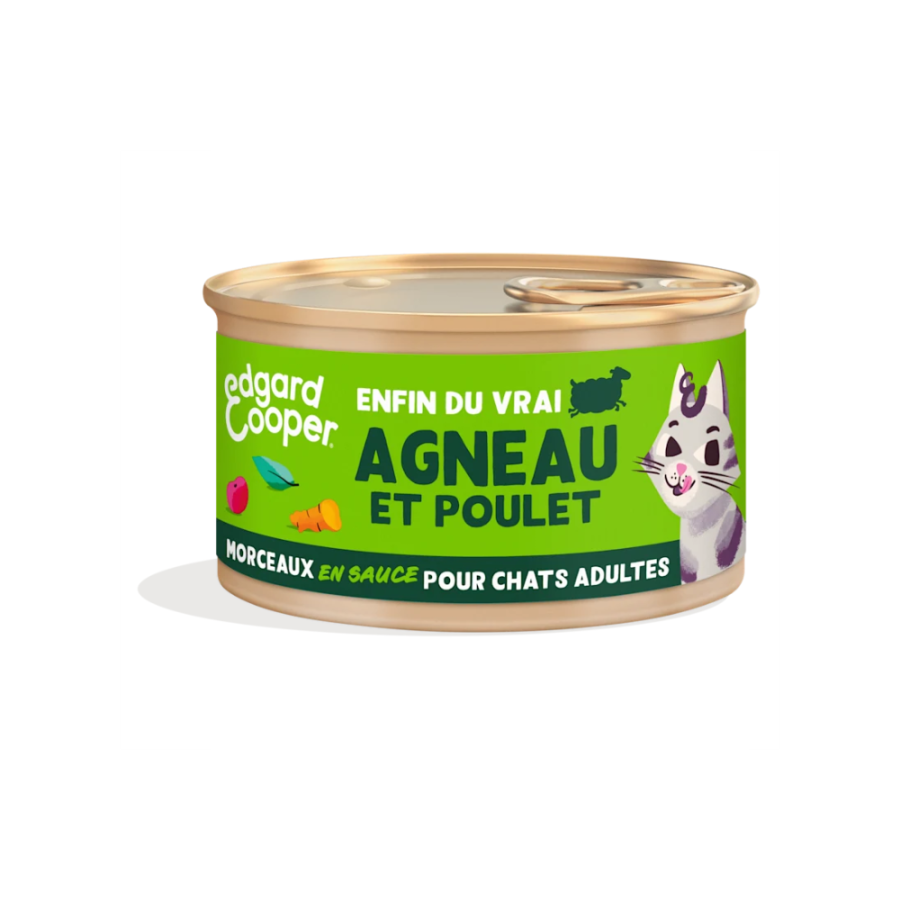 Pâtée morceaux en sauce sans céréales pour chat agneau & Poulet