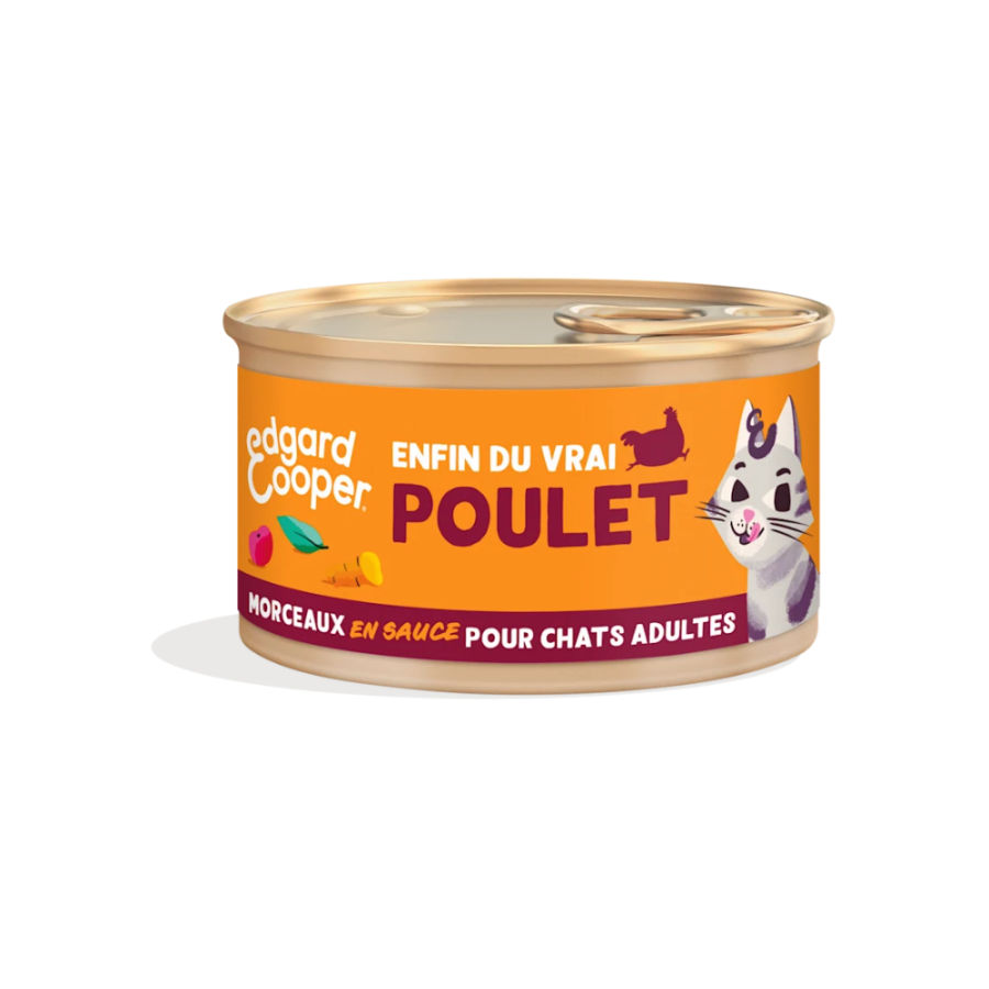 Pâtée morceaux en sauce sans céréales pour chat au Poulet