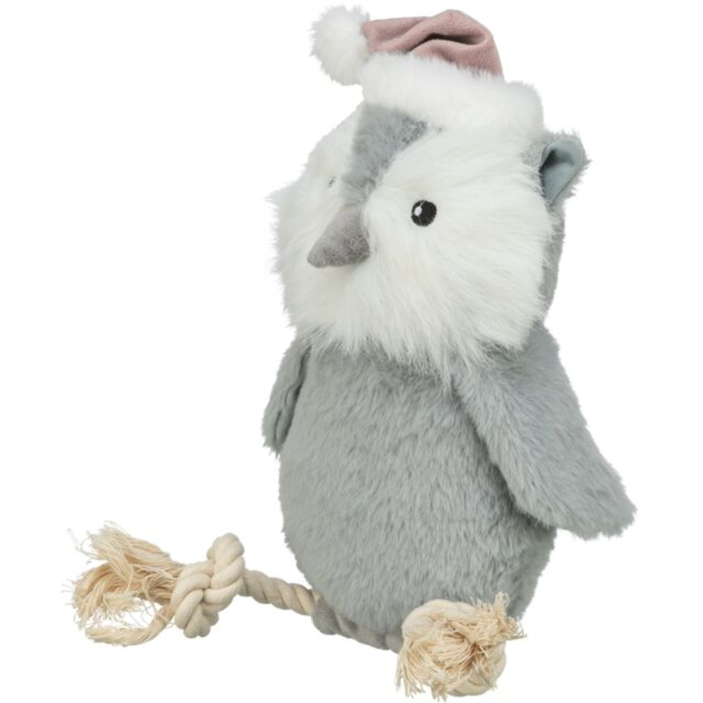 Peluche de Noël hibou avec corde pour chien