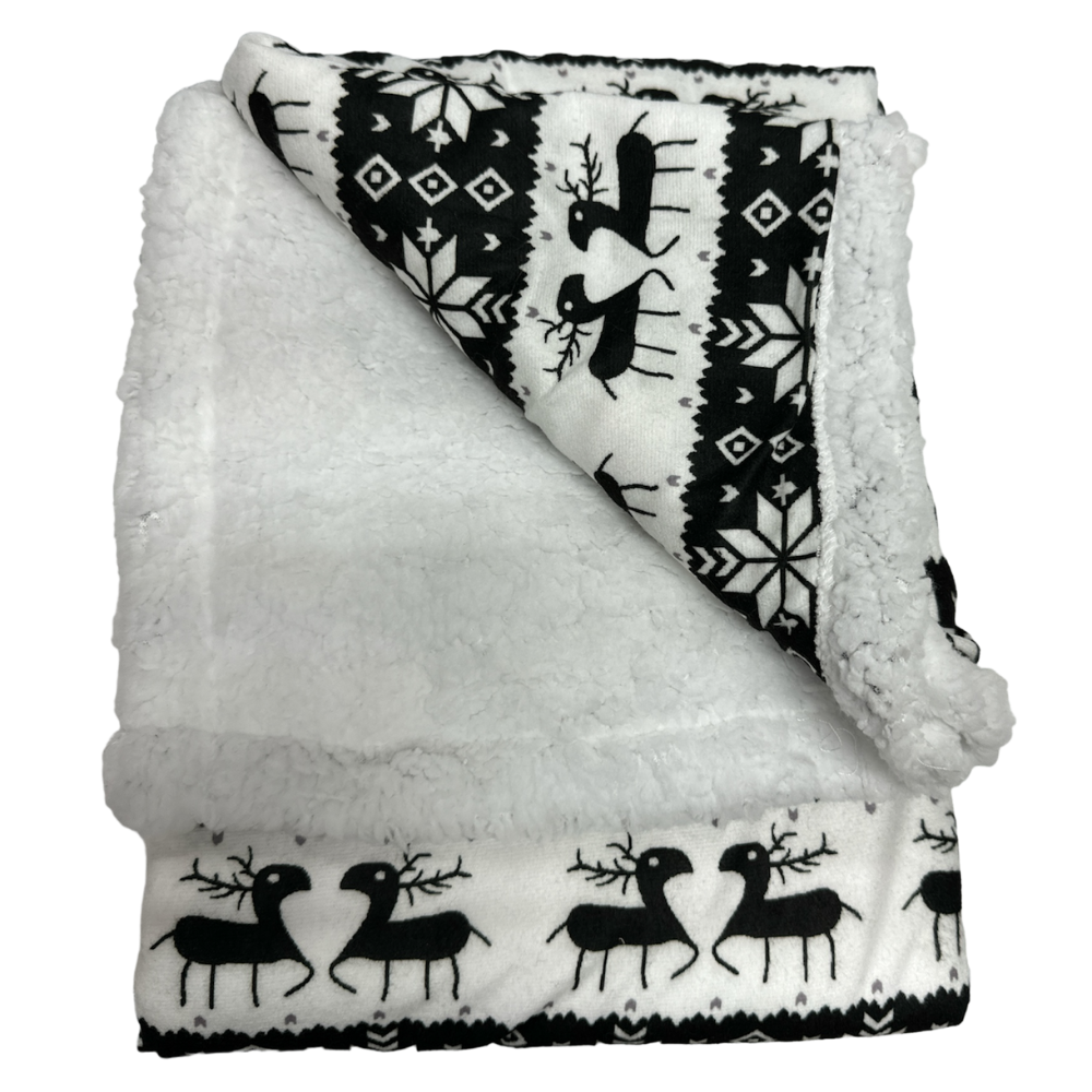 Couverture Noël Sherpa blanche pour chat & chien