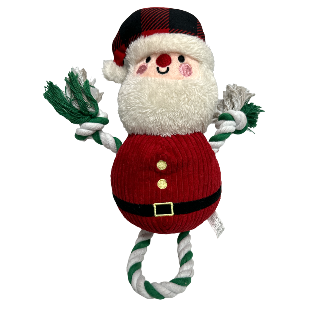 Jouet de Noël pour chien – Peluche + corde (Père Noël ou Bonhomme de neige)