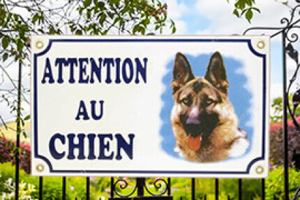 plaque attention au chien