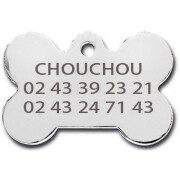 Médaille pour chien Os chromée large, vendue personnalisée