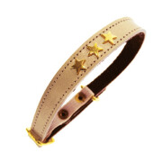 Collier chat cuir Étoiles ocre