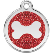 Médaille pailletée Red Dingo rouge motif Os 